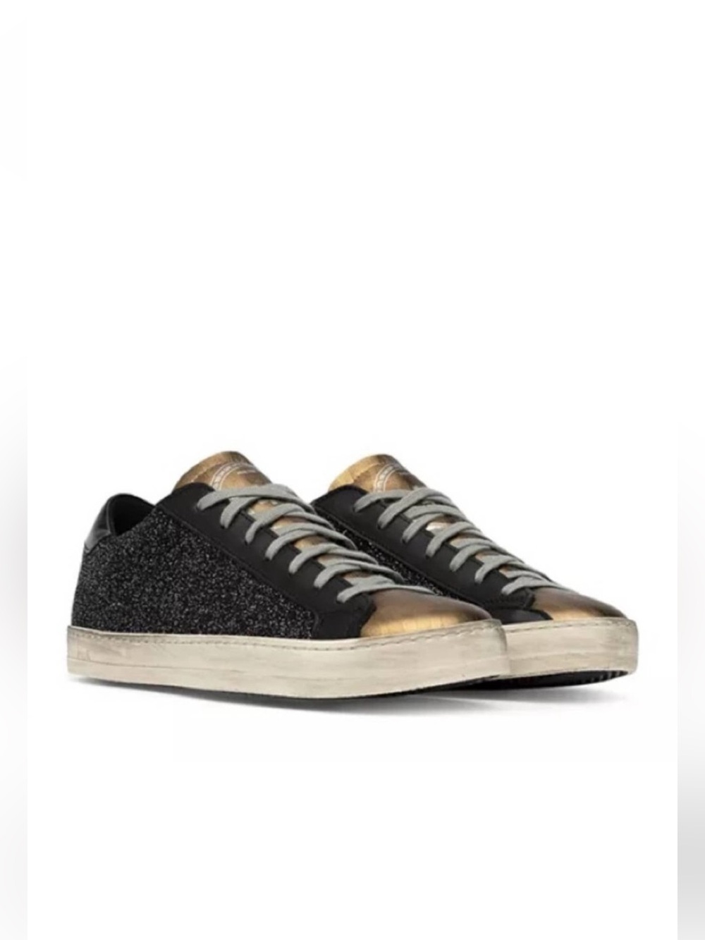 P448 John Black Sparkle & Gold Low-Top Sneakers